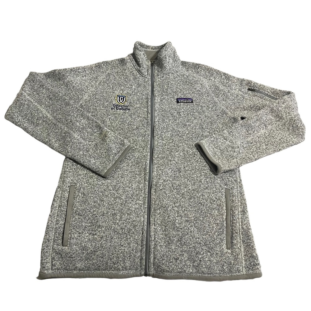 Patagonia Sweater Women Large Gray Fleece Full Zip Embroidered Logo Heavyweight